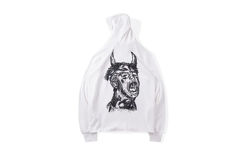 

2021 Hand Drawing Ski Mask Inferno Hooded Sweatshirt Men Women Couple 100% Cotton Hoodie Oversized Hip-hop High Street Hoodies