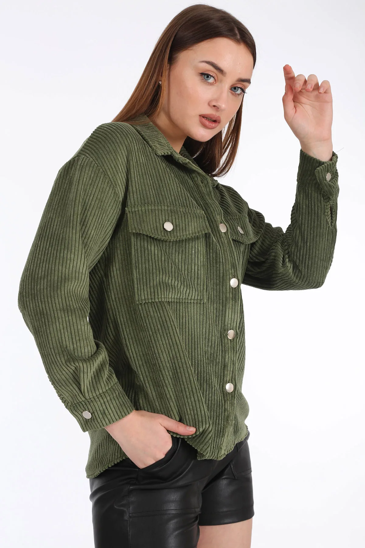 Striped Corduroy Shirt 2021 Spring autumn women's shirt blouse street shirt new simple office lady long sleeve blouse