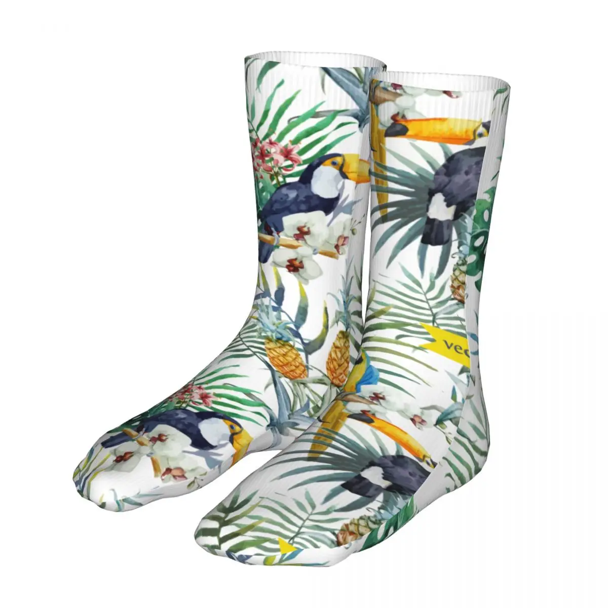 

Cartoon Summer Tropical Palm Leaves Women Socks 2022 Female Birds Sport Socks