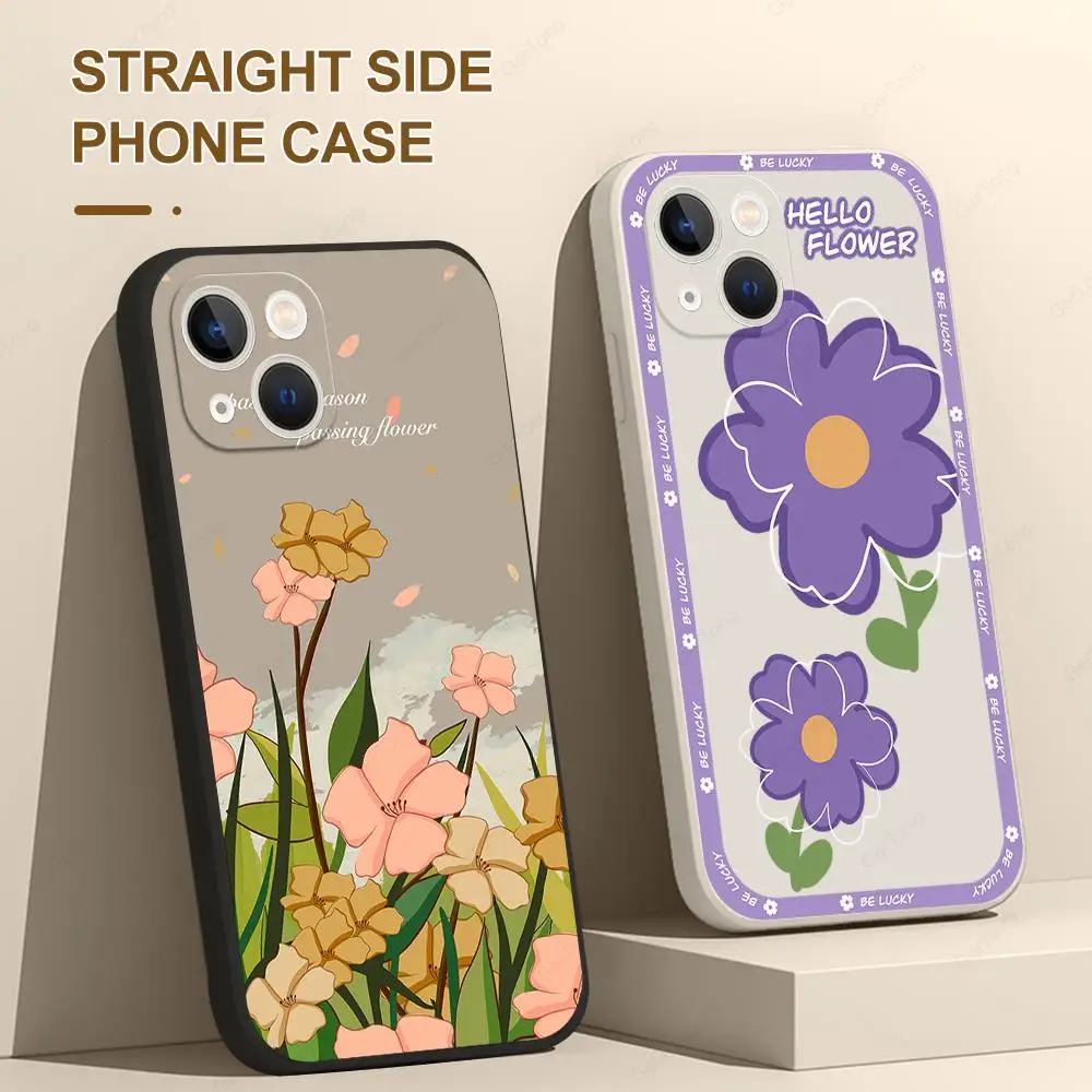 

Flower Pattern Case For iphone 11 12 13 14 Pro Max 14 Plus 12 13 Mini Soft Silicone Phone Case For iphone 7 8 6s X XR XS