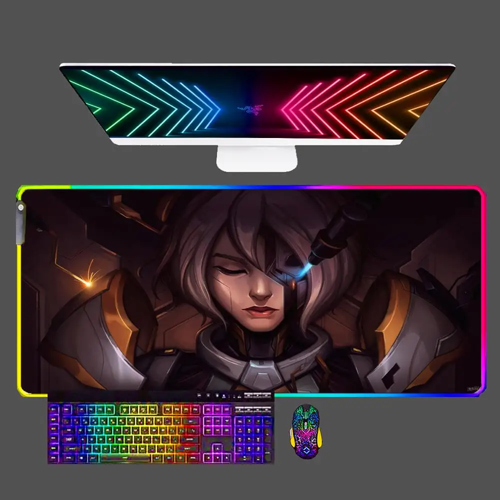 

Irelia League Of Legends LED Mouse Pad Gaming Large Gamer Keyboard Desk Mat Table Carpet RGB Mousepad XXL 900x400 For Computer