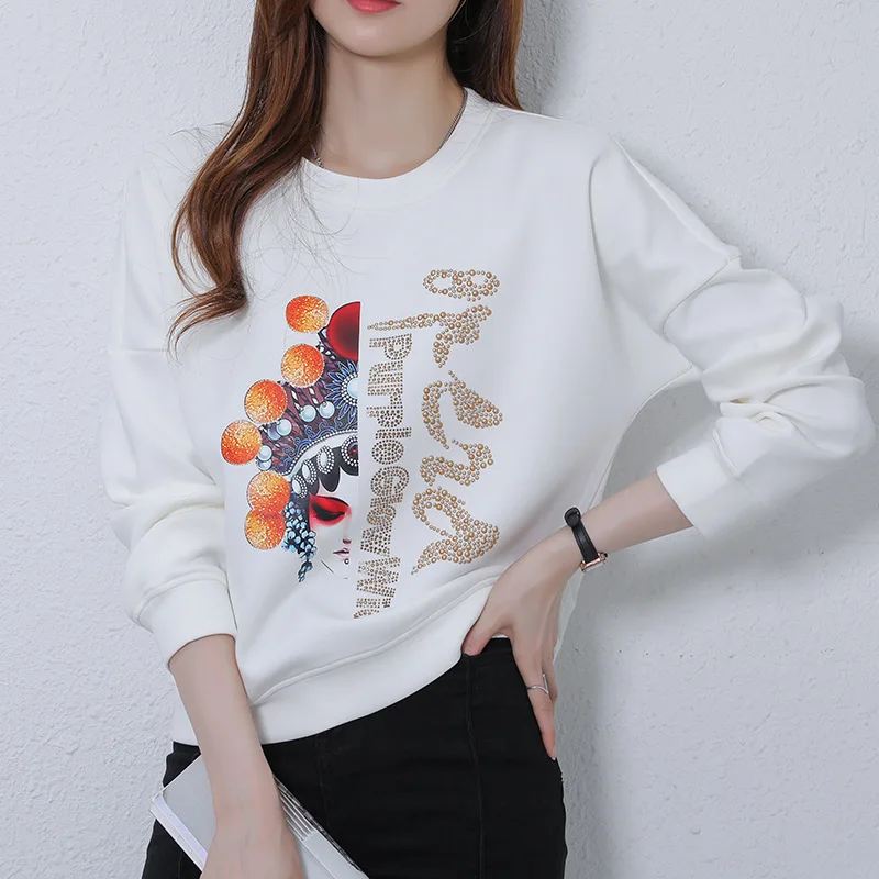 

Женский свитер с круглым вырезом, Белый Свободный Топ в винтажном стиле, осень 2021