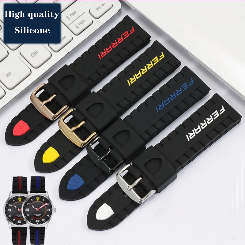 

High Quality Silicone Watch Strap accessories For Ferrari 0830138 0830163 Series Sports Waterproof Rubber Men's Watchband 24mm