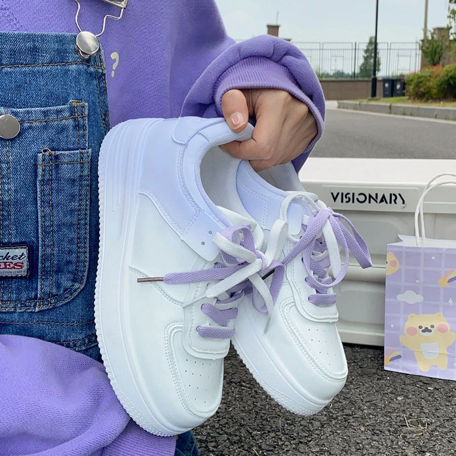 Women Platform Shoes New Gradient Colour Breathable Sports Shoes 2022 Running White Shoes Basket Femme