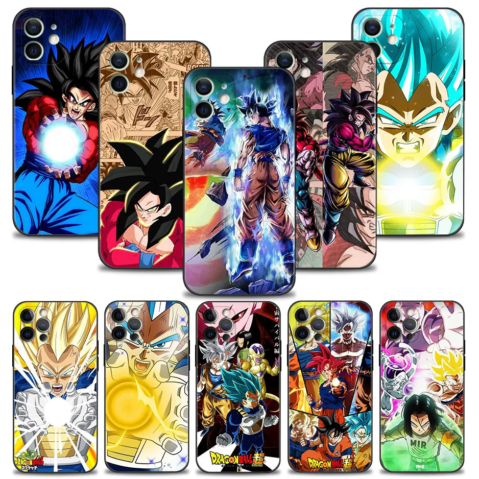 

Phone Case for iPhone 13 12 11 Pro Max XS XR X 8 7 6 6S Plus 13mini 12mini SE 5 14 Cover Silicone Bumper DBZ Son Goku