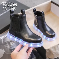 size 26 37 children glowing martin boots kids snow boots waterproof snow boots for boys girls light up shoes high top shoes