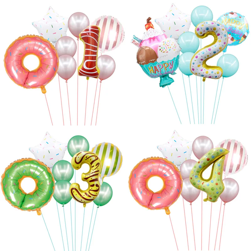 

Big Donut Figure Balloons Candy Ice Cream Digital Balloon Baby Shower Birthday Party Supplies Kid Toys Donut Grow Up Decoration