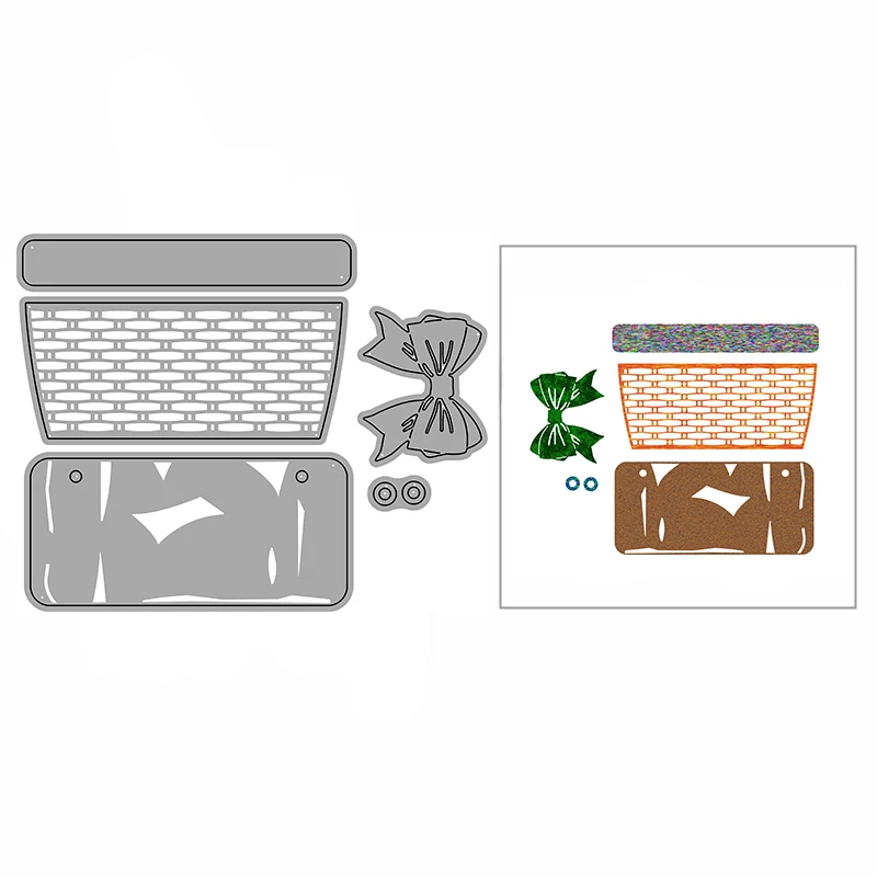 

Новинка 2022 г., трафарет «сделай сам» с бантом и сетчатой рамкой для тиснения, металлические Вырубные штампы для изготовления открыток и укра...