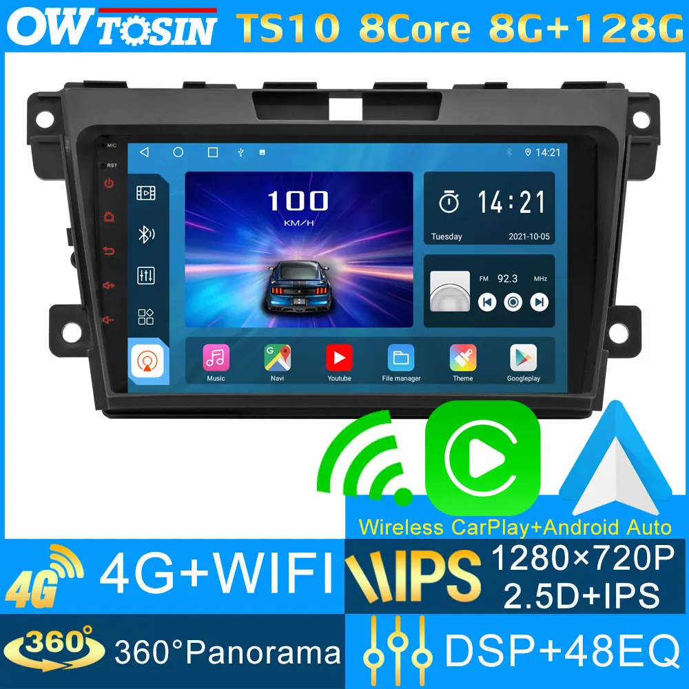 Автомобильная Мультимедийная стереосистема TS10 8 ядер ГБ + 128 IPS 1280*720P Android для Mazda CX7