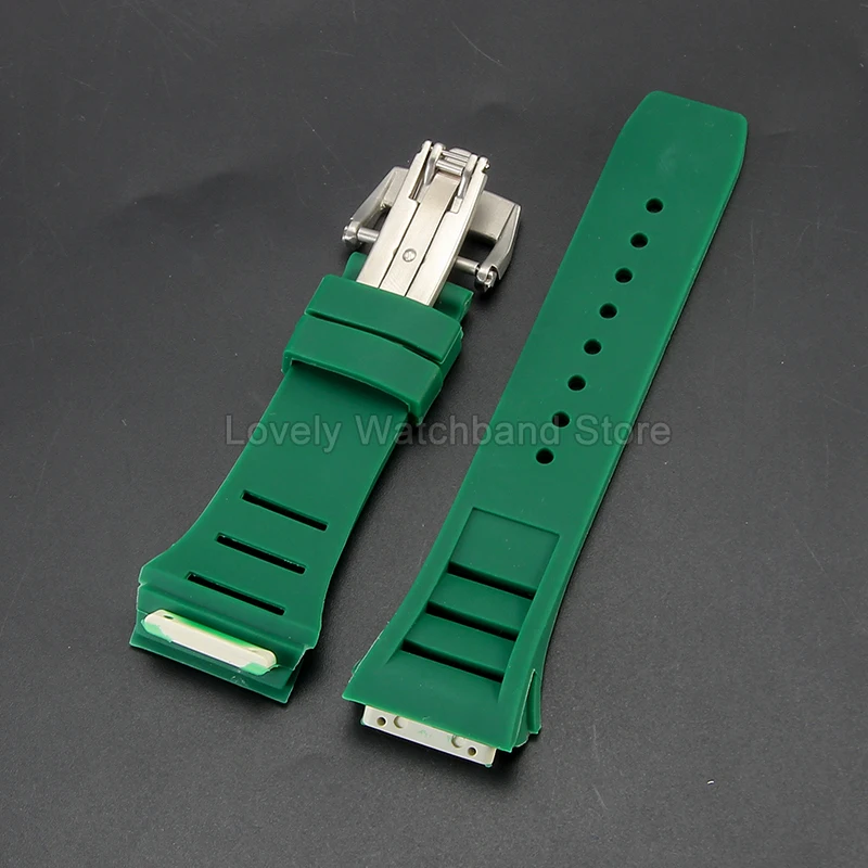 Гибкий невидражающий силиконовый ремешок для часов для Richard Mille RM011 055, зеленый, желтый, красный, белый, специальный интерфейс (art.: 3920d220f75e2) - 3920d220f75e2