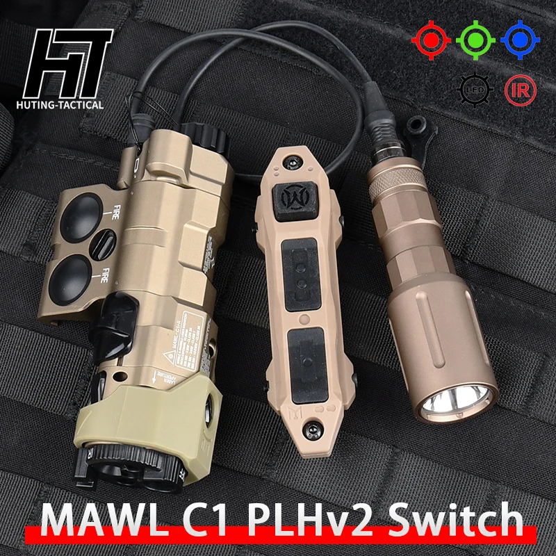 

Tactical MAWL C1 Metal Upgrade Laser Airsoft CNC PLHv2 Flashlight 1300 Lumens Hunting Scout Light Dual Function Pressure Switch