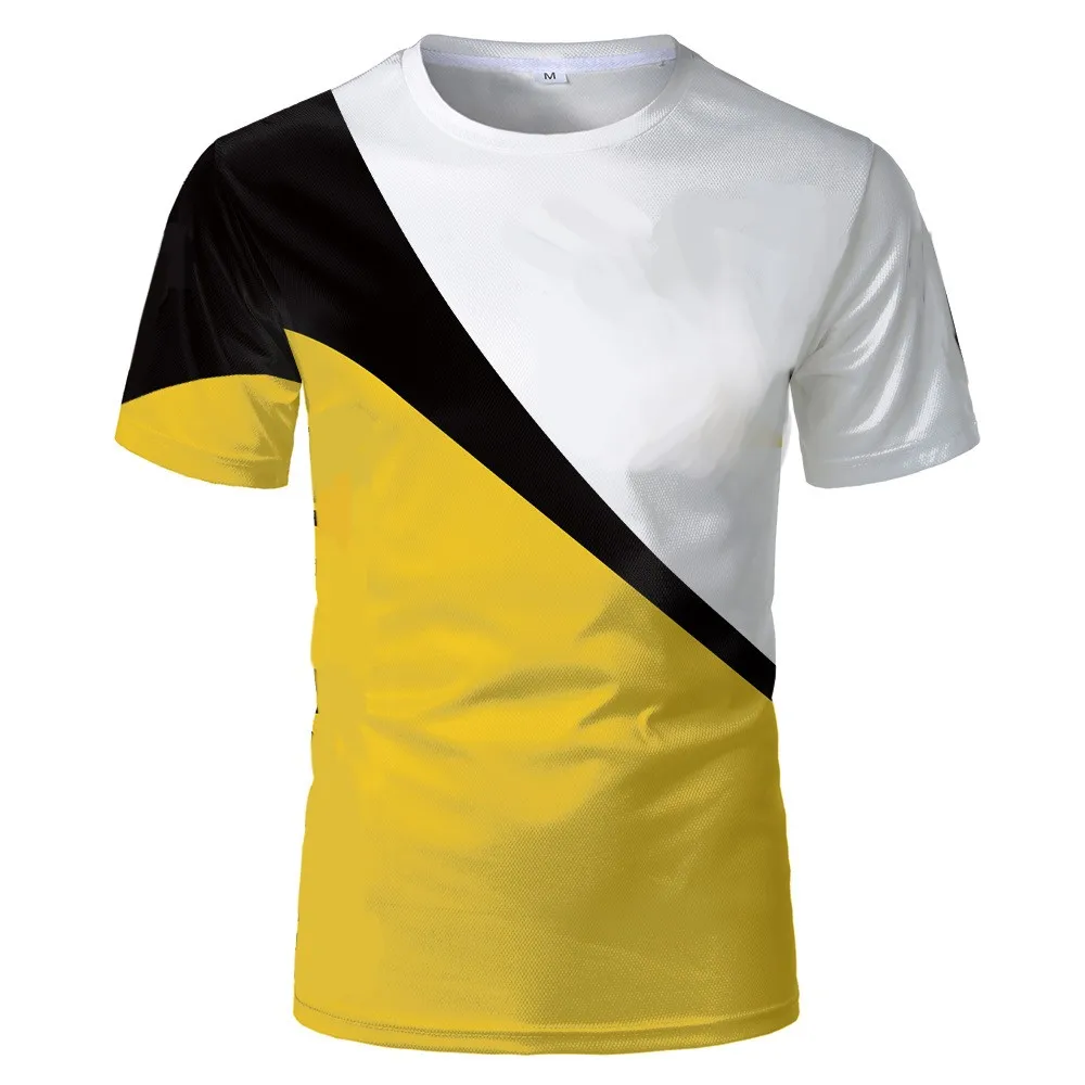 

2022 Summer New Stitching 3D Digital Printing Men's Street Style Sports Casual Quick-Drying Round Neck Short Sleeves
