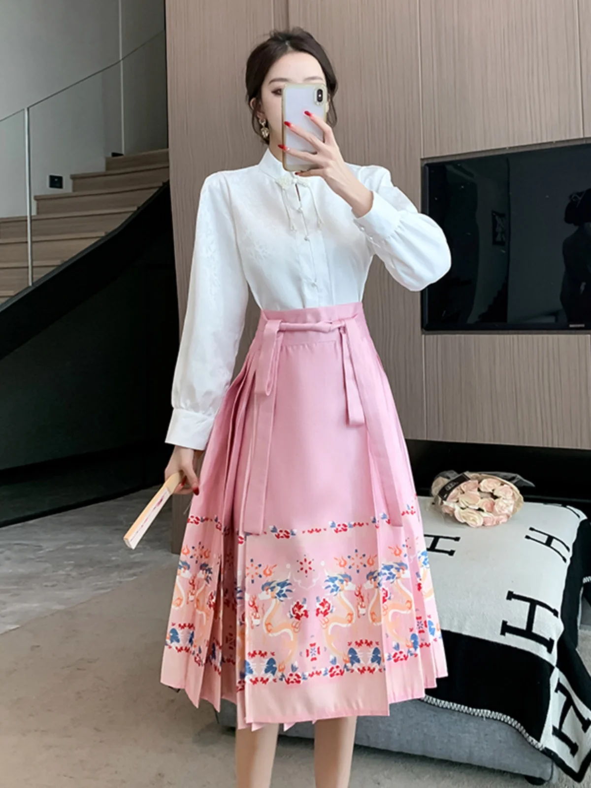 Китайский Sle Бессмертный Элегантный Розовый Жилет Юбка Топ Комплект 2024 Весна