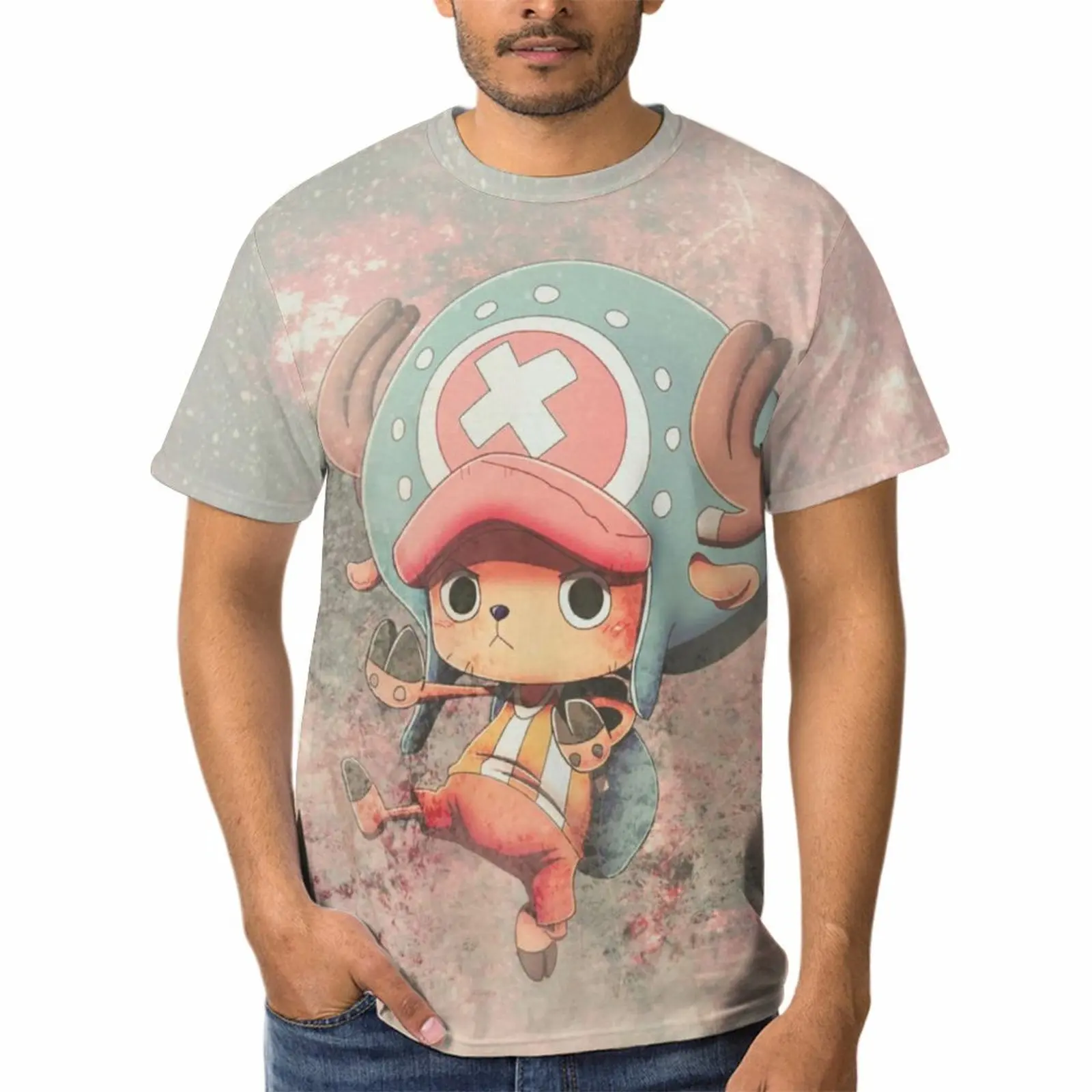 

Bandai Tony Tony Chopper Vintage T Shirt Mens One Piece Streetwear Printed T-Shirt Round Neck Summer Tshirt Polyester Clothing