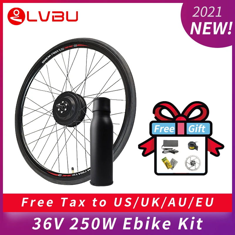 

LVBU Best Selling BY20D 250W 350W Front / Rear Drive E Bike Conversion Kit With 36V Electric Bicycle Lithium Battery Included