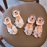 2022 spring and summer korean style little princess solid with bow rhinestone sweet girls fashion kids party performance shoes