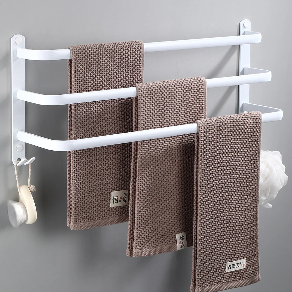towel hanger rack 30 60cm shower bar storage wall holder organizer hook rail white aluminum bath shelf bathroom accessories free global shipping