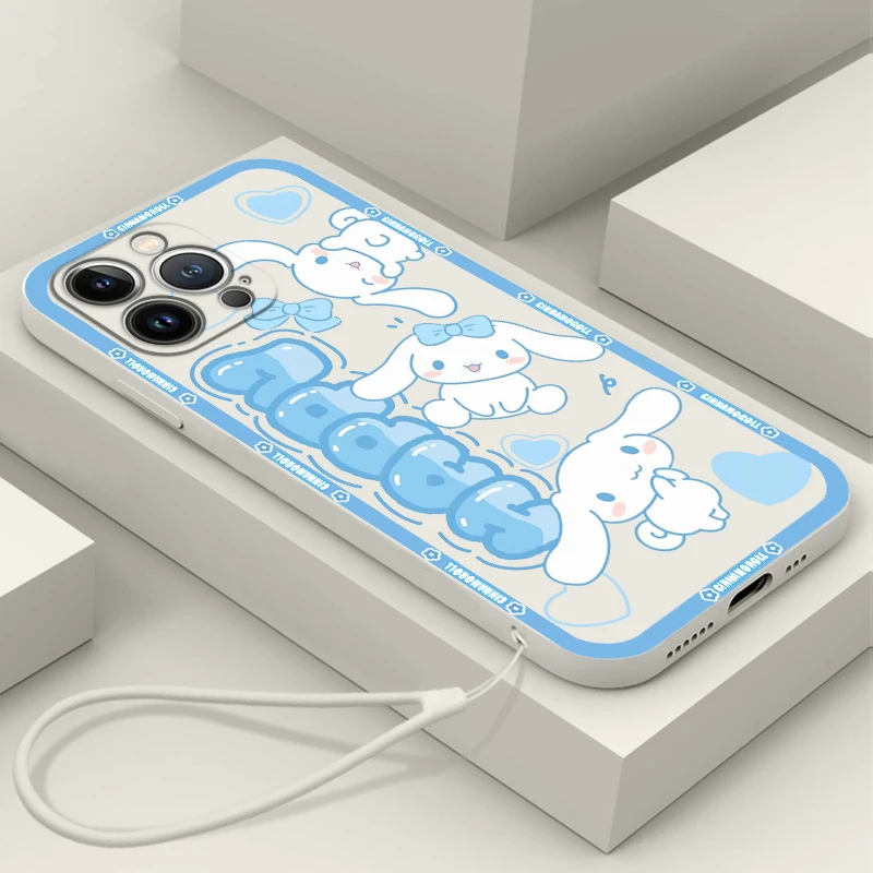 

Kuromi Melody Cinnamoroll For Apple iPhone 14 13 12 Mini 11 Pro XS MAX XR X 8 7 6S SE Plus Silicone Liquid Rope Phone Case Funda