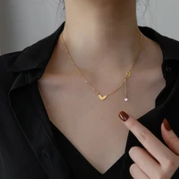 fashion light luxury gold peach heart temperament sweater chain tassel zircon transfer titanium steel pendant necklace for women