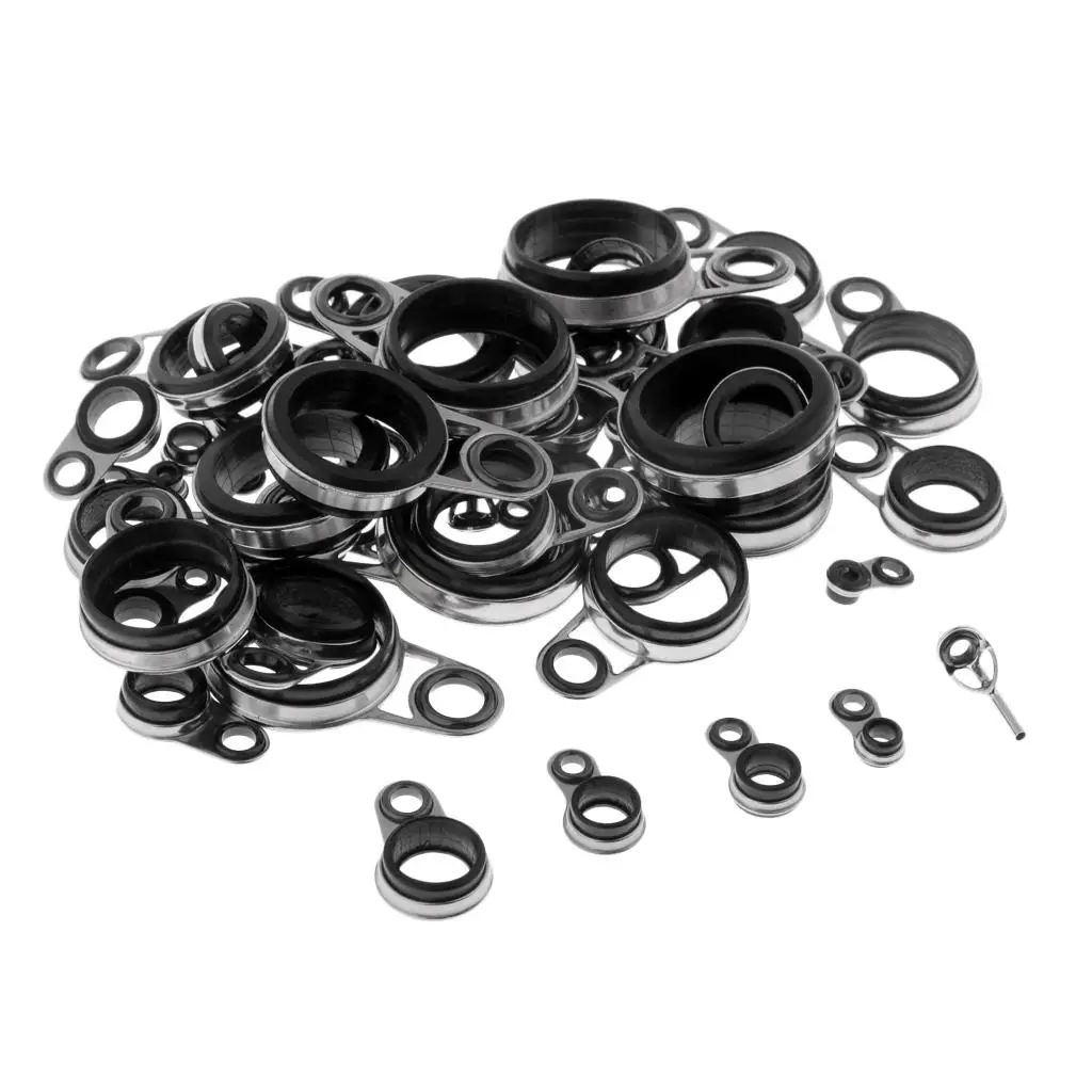 

49Pcs Various Sizes Fishing Rod Guide Tips Guide Eyelet Eyes Rings Tip Kit