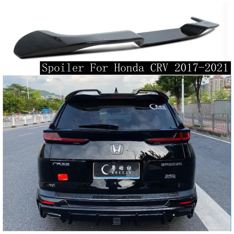 

For Honda CRV 2017 2018 2019 2020 2021 2022 High Quality ABS Black & ABS Carbon Fiber Grain Rear Trunk Lip Roof Spoiler