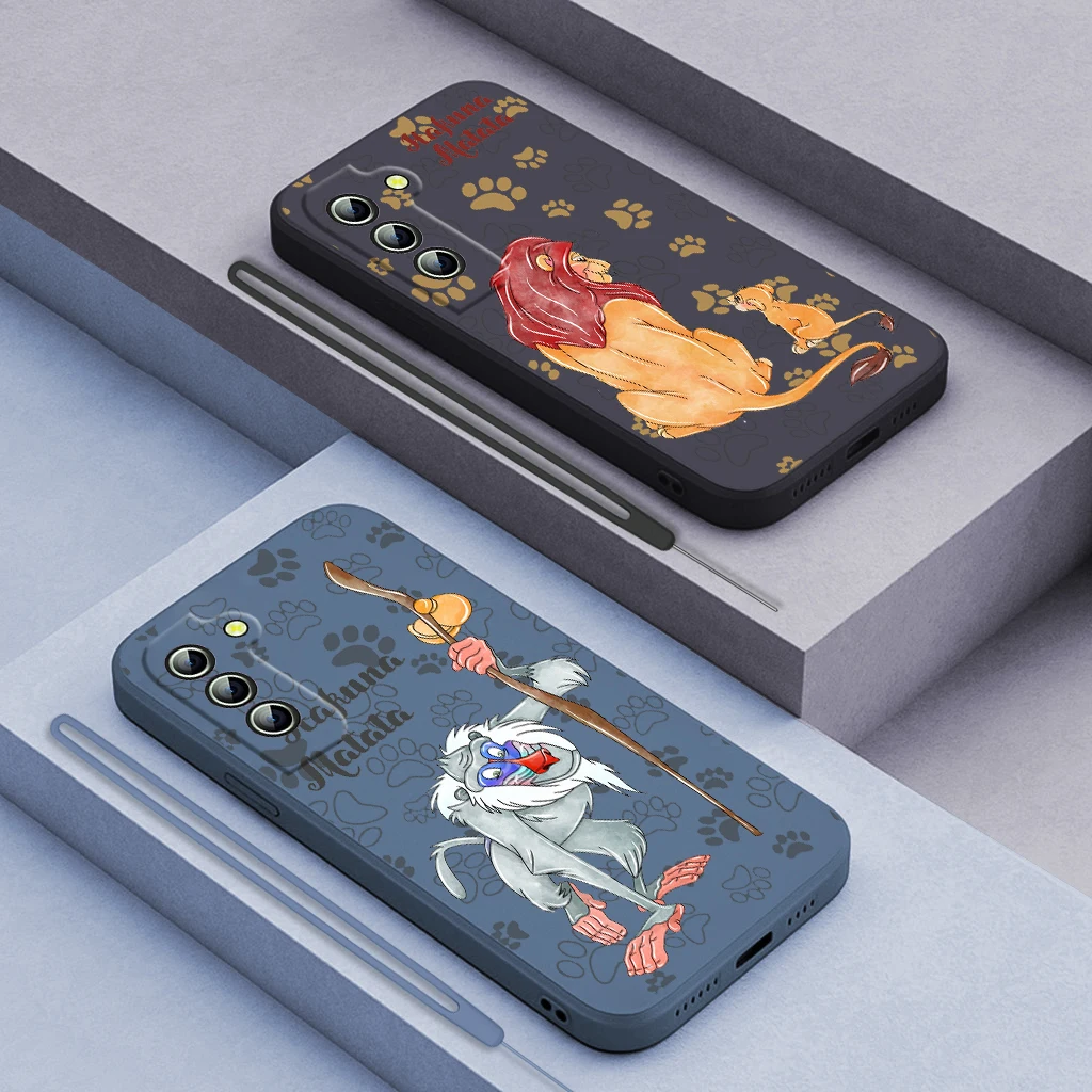 

Simba Disney Lion King Cute Phone Case For Samsung Galaxy S23 S22 S21 S20 FE Ultra Plus S10 Lite 5G Liquid Rope Funda Cover