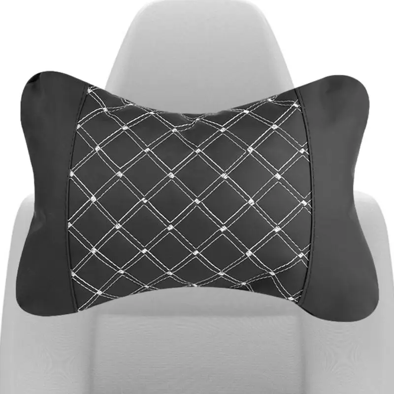 

PU Leather Knitted Car Pillows Headrest Neck Rest Cushion Support Seat Accessories Auto Black Safety Pillow Universal Decor