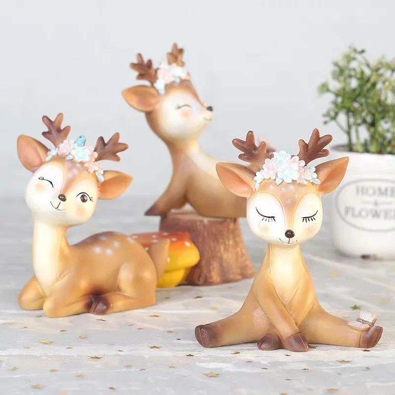 

Car Ornaments Resin Deer Ornaments Creative Cake Immortal Flower Ornaments Gifts Decor Home Resin Ornament Cake Desk Decoration
