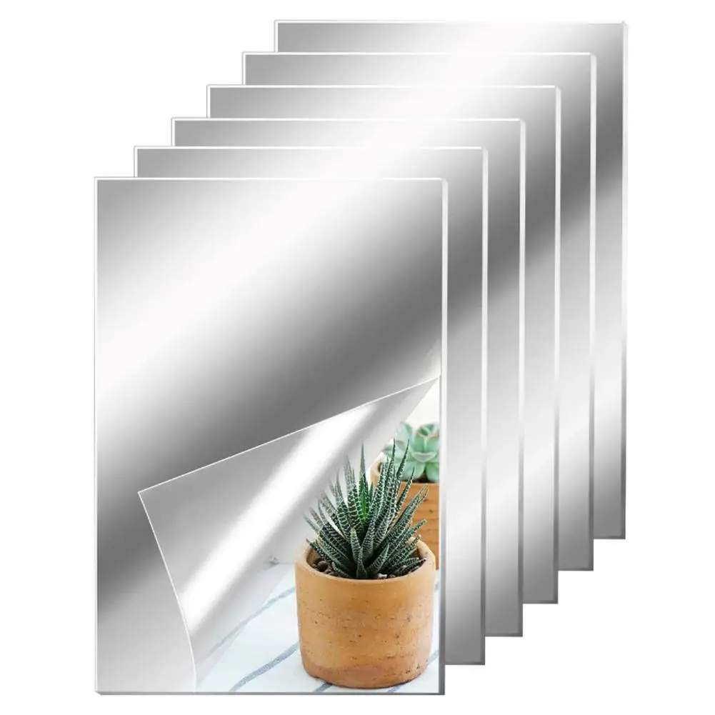 

Acrylic Mirror Decal Self Adhesive Flexible Waterproof Reflect Clear Square Bathroom Living Room Home Mirror Sticker Home Decor