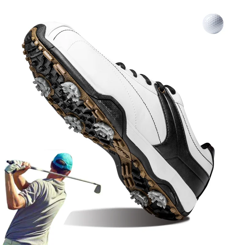 

Golf Shoes for Men Quality Leather Men Golf Shoes Waterproof Outdoor Sneakers Spikes Breatheble Anti-slip Shoe Spikes Profession