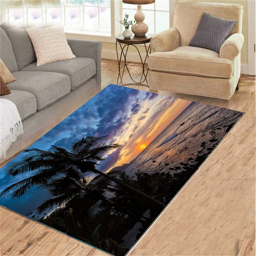 

Top Popular Flannel Beach view Area Rugs Child Game Floor Mat Cartoon Super Pattern 3D Printing Carpets for Living Room