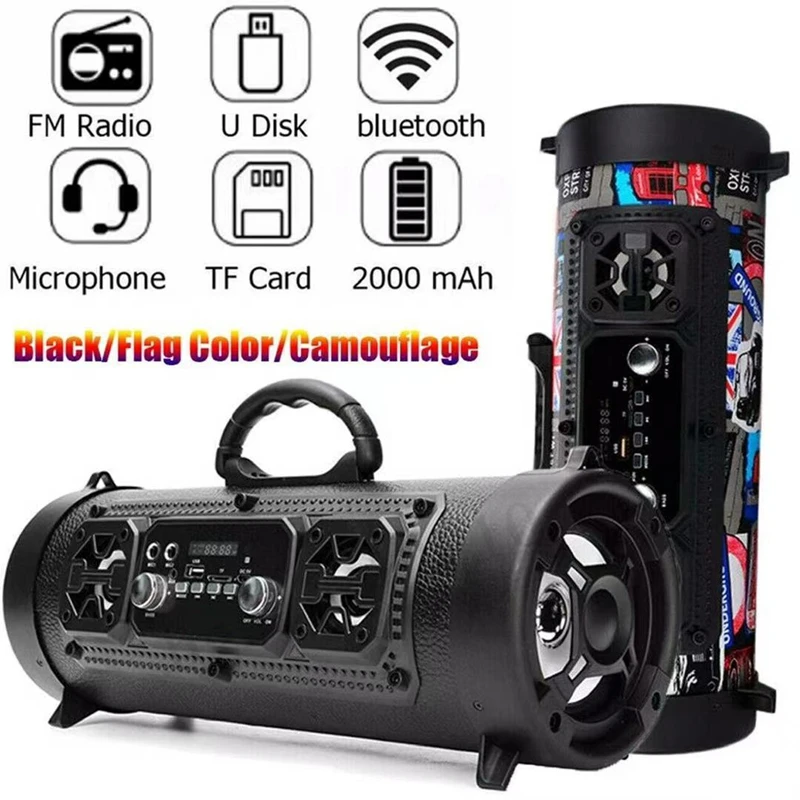 Subwoofer Wireless Car Audio Smart Bluetooth Speakers Portable  Waterproof Support TF Card Fm Radio USB Flash Drive Music Player