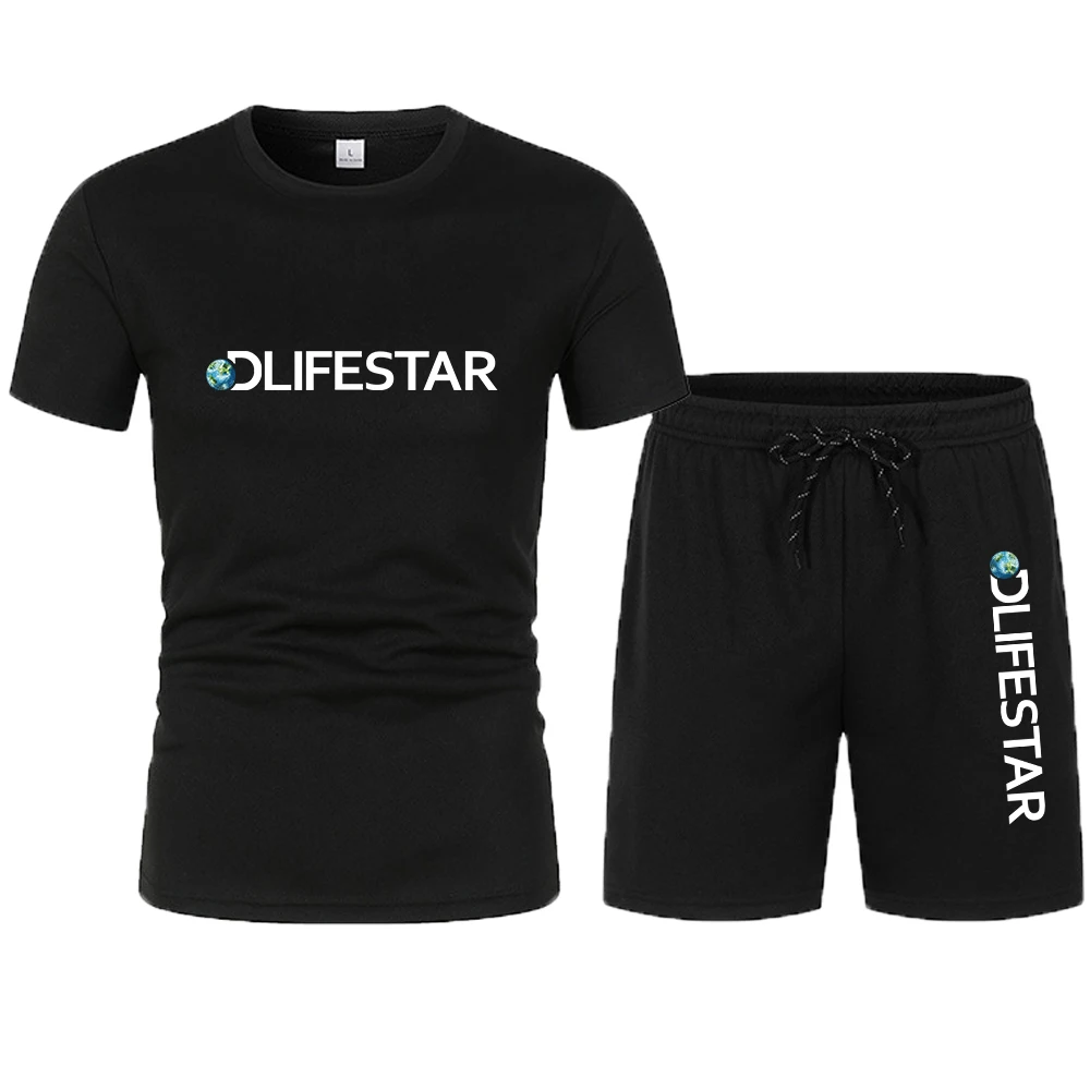 New 2-Piece Sportswear Men's T-shirt + Shorts Sports Suit 2023 Men's Summer Pullover 2-Piece Business Casual Sports Men's Clothi