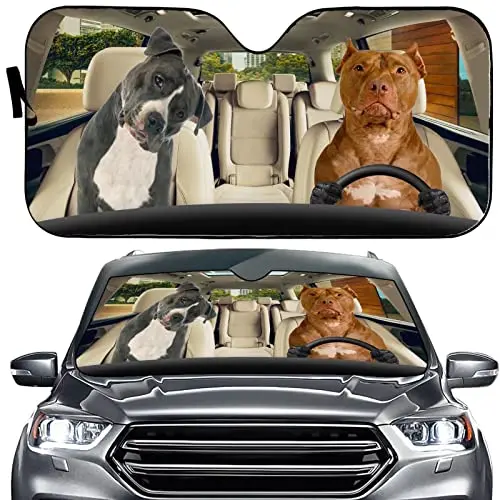 

Pit Bull Auto Sun Shade Car Windshield Window Cover Sunshade,Funny Dog Sunvisors Car Covers for Windows,Bulldog Car Front Window