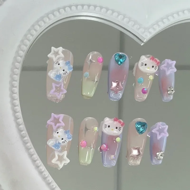 

Kawaii Sanrio аниме Hello Kitty ABS пресс на ногти милый мультфильм допамин съемные летние милые подарки ручной работы для девочек