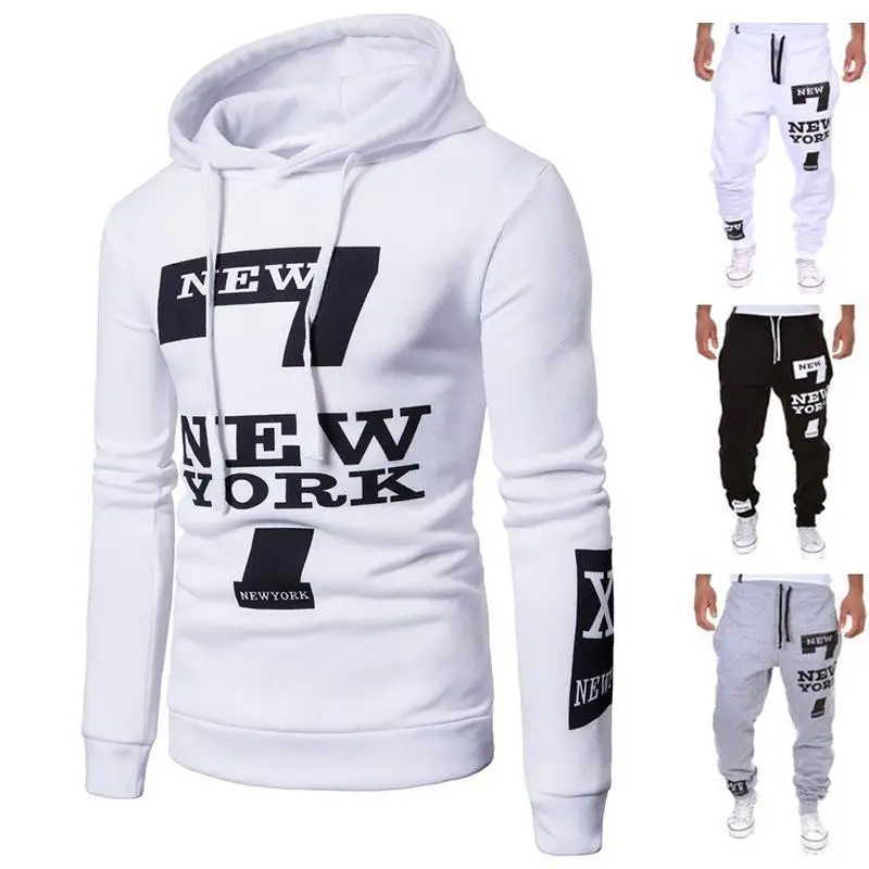 Men's New Spring and Autumn Printing New York Fashion Sports Pants Long Casual Drawcord Men's Gym Fitness Pants