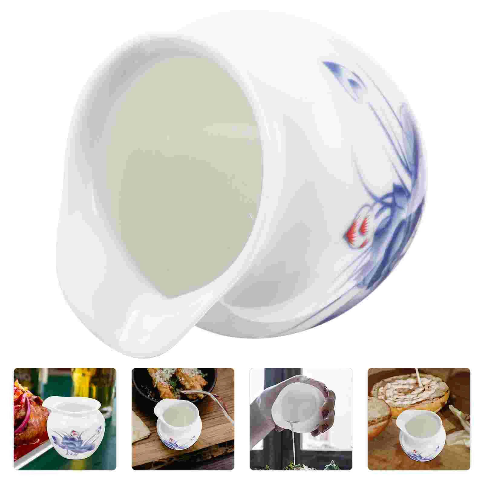 

Sauce Boats Gravy Dispenser Seasoning Bowls Soy Container Condiment Dipping Cup Boat Pitcher Handle Saucer Jar