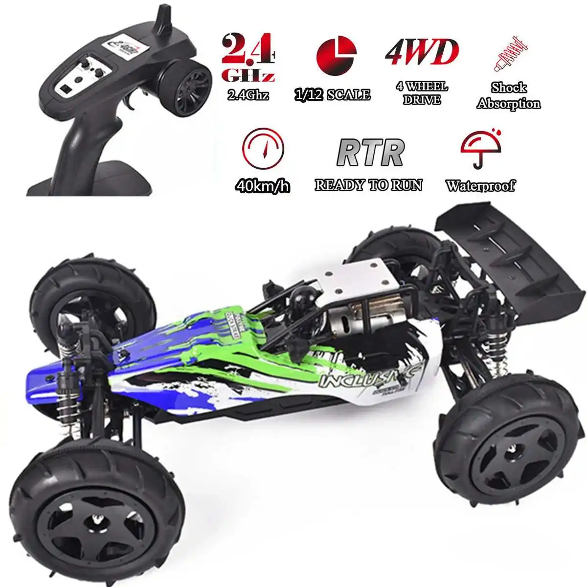 

1/12 4WD 2.4G 40Km/h RC Car Racing Electric High Speed Drift Vehicle Remote Control RTR Model Toys for Children Kids