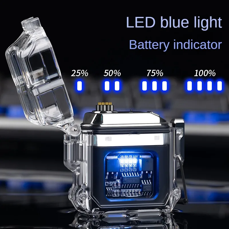 

NEW Rechargeable Lighter Tiktok Popular Online Style Transparent Shell Waterproof Arc Men's Lighters USB Pulse Light Lighter