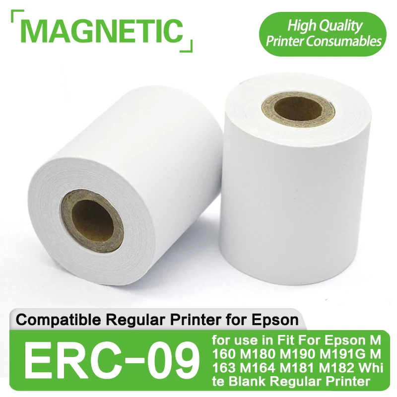 1Roll ERC-09 ERC09 White Blank Regular Printer Paper Roll for use in Fit For Epson M160 M180 M190 M191G M163 M164 M181 M182