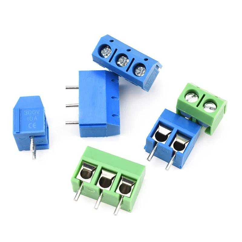 

10 шт 2P3P4P винтового типа PCB Клеммная колодка, зеленая и синяя клемма