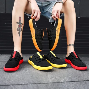 Men Half Shoes Summer2020 Trend Half Slippers Tow Beach Shoes Men Breathable Flying Woven Non-slip Fashion Wear Personality 1