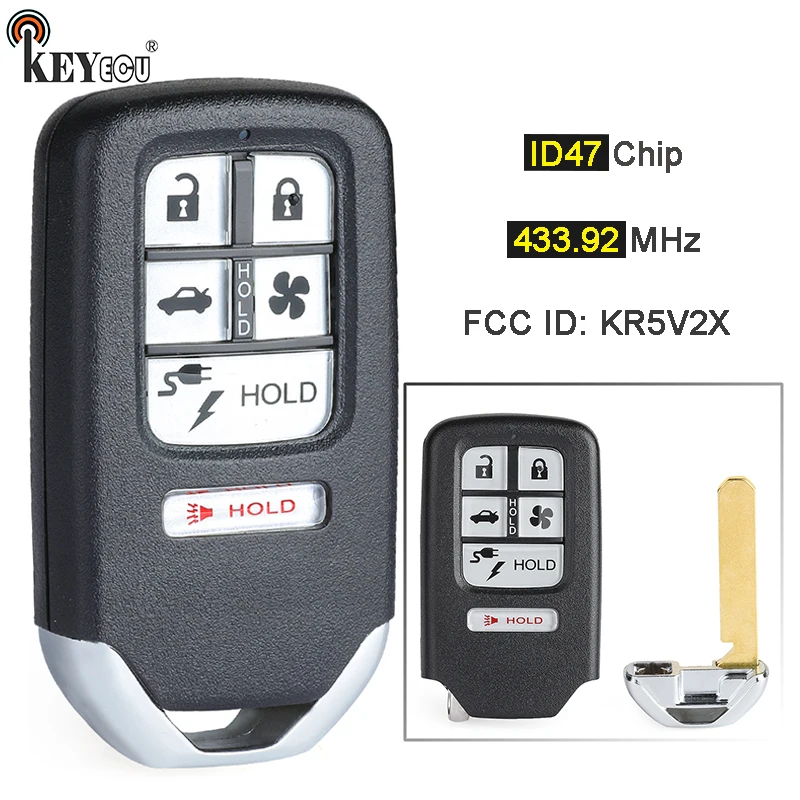 

KEYECU 433.92MHz ID47 KR5V2X A2C98676600 Replacement 6 Button Smart Remote Car Key Fob for Honda Clarity 2018 2019 2020 2021