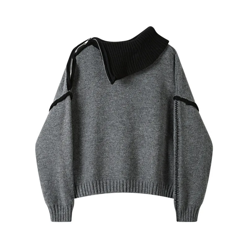 DEAT 2024 новый модный осенний женский пуловер нерегулярные панели свободные