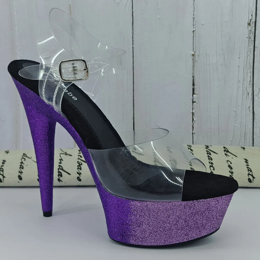 Leecabe 15CM/6Inch Colorful Glitter  Women's Platform Sandals  party High Heels Shoes Pole Dancing Shoes