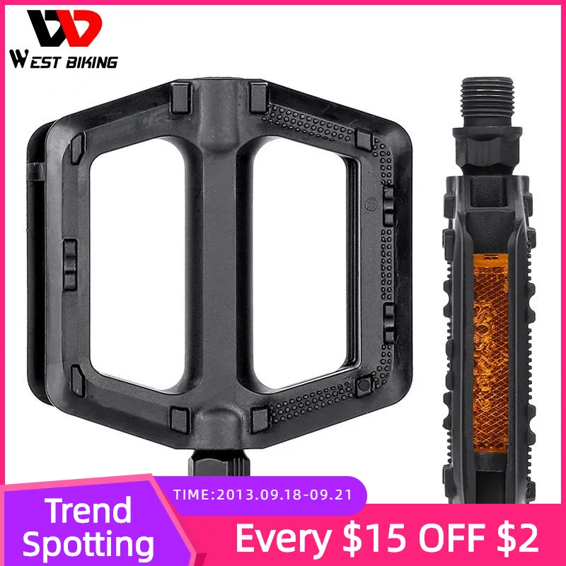 Nylon Pedals Mtb Road Bike Pedal Cycling Anti-slip Pedals With Safety Warning Bike Reflectors