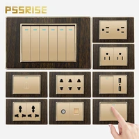 pssrise m30 us br mx au wall switch power socket with usb charger grounded outlet gold wood grain panel light switch 11874mm