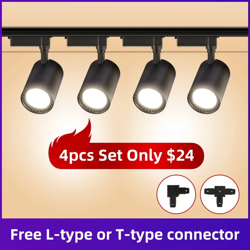 Set Ceiling Led Track Light 220v COB Spot Lights Wall Lamp Fixture Track Lighting Rail 20/30/40W Spotlights Clothing Shop Home