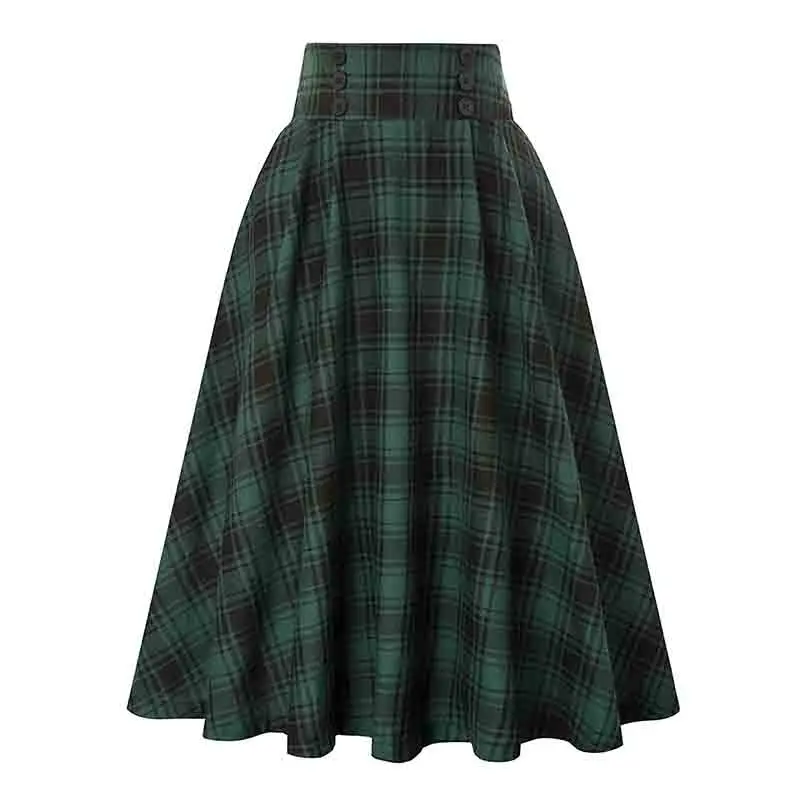 Retro A-Line Women Skirt Summer Female Skirt 2023 New Fashion Casual Temperament Comfortable Lattice High Waist Female Skirt T05