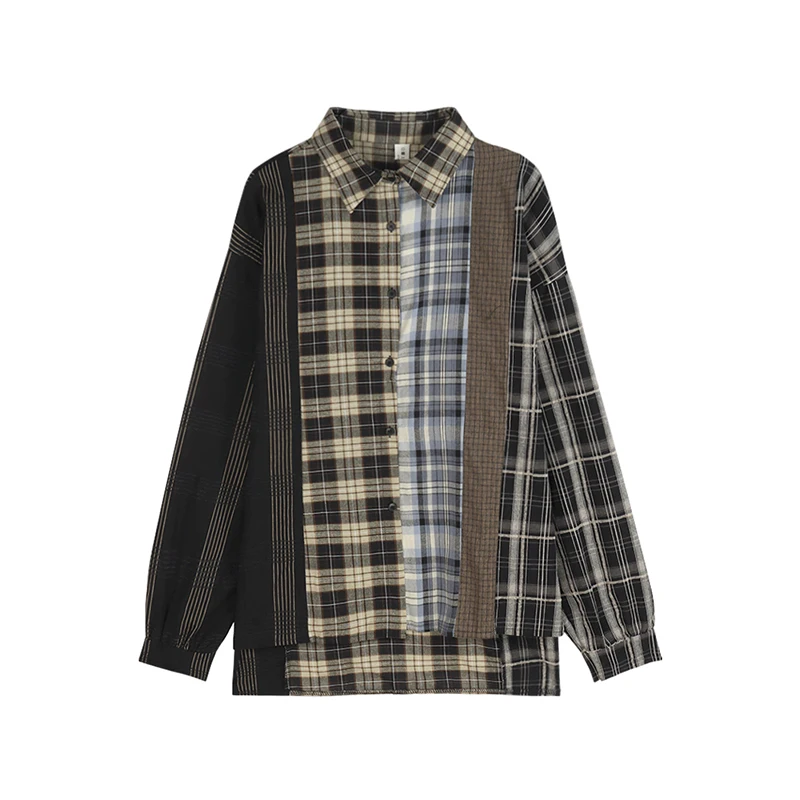 2022 Autumn Korean Style Plaid Classic Loose Shirts Blouse Women Daily All-match Woman Clothing New Fashion Vintage Oversize Top